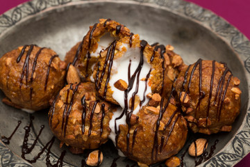 cezerye covered almonds fried ice cream