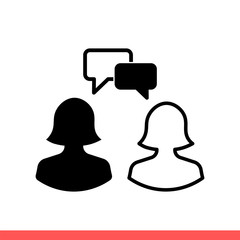 Talking people vector icon, communication, dialog symbol. Simple, flat design on white background
