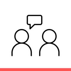Talking people vector icon, communication, dialog symbol. Simple, flat design on white background
