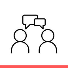 Talking people vector icon, communication, dialog symbol. Simple, flat design on white background