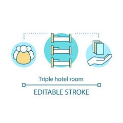 Fototapeta premium Triple hotel room concept icon