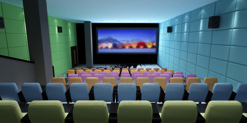 Obraz premium 3d render of mini cinema saloon