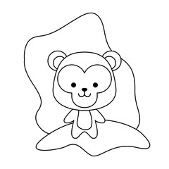 cute monkey animal isolated icon