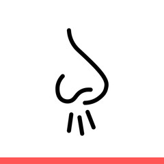 Nose vector icon, smell symbol. Simple, flat design on white background