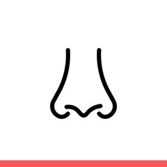 Nose vector icon, smell symbol. Simple, flat design on white background