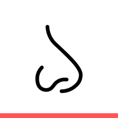 Nose vector icon, smell symbol. Simple, flat design on white background