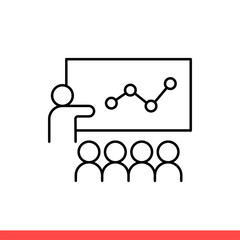 Conference vector icon, training symbol. Simple, flat design on white background