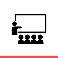 Conference vector icon, training symbol. Simple, flat design on white background