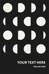 Geometric Abstract Circle Moon Modern Poster Template Set. Monochrome Pattern Design. Stylish Minimal Background for Presentation. Retro Vintage Compositions for Brochures, Covers, Banners, Flyers.