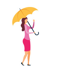 Friendly Lady with Umbrella Vector Illustration
