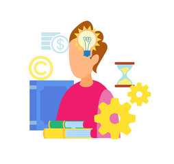 Smart Boy Having Idea Flat Vector Illustration