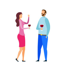 Married Couple Tasting Wine Vector Illustration