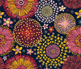 Australian flora, seamless pattern, colorful flowers background, vector illustration - 264584416