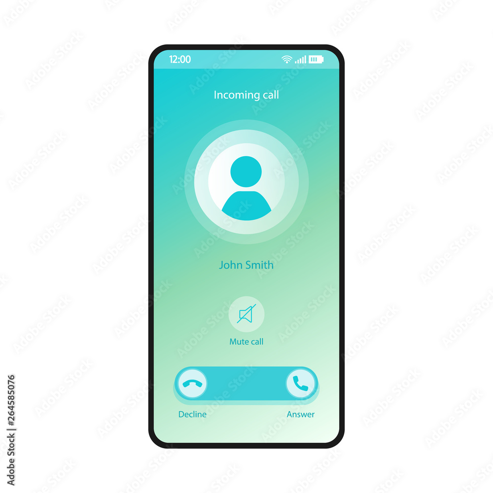 Poster mute call smartphone interface vector template