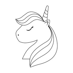 head of cute unicorn isolated icon