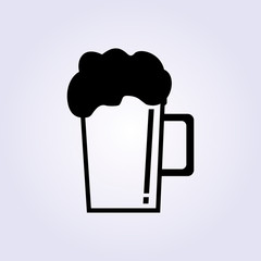 Vector black beer glass on light background icon.