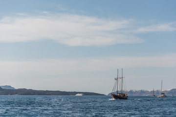 Fototapeta na wymiar Wooden ship on the sea