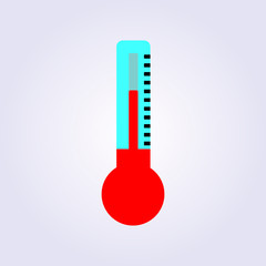 red and green Thermometer light grey background Icon