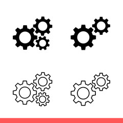 Settings icon set, gear symbol collection. Simple, flat design on white background