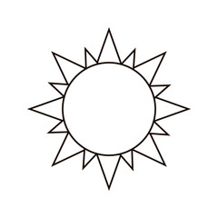 Vector black line sun symbol. Icon to represent weather forecast, summer, and solar power. - Vector