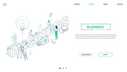 Business and finance - line design style isometric web banner