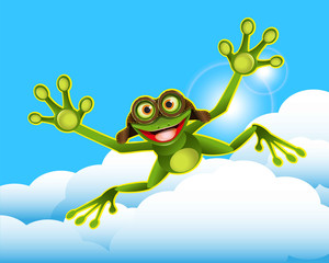 Stock Illustration Frog in the Clouds