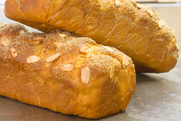 Sweet Easter bread with almonds