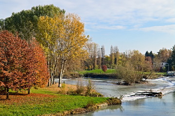 Fototapeta na wymiar Pellerina park in Turin, Piedmont, Italy, in autumn season