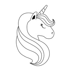 head of cute unicorn isolated icon
