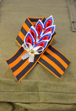 St. George's ribbon symbol of victory in military uniform