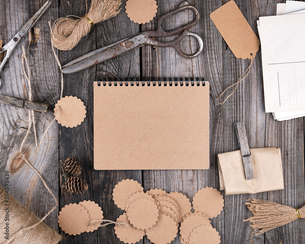 Poster open notepad with brown empty sheets