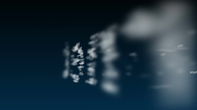 Deep blue background with different words, which deal with internet. Close up. Copy space. 3D. Animation.