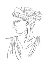 One line drawing sketch. Sculpture vector illustration.Modern single line art, aesthetic contour. Perfect for home decor such as posters, wall art, tote bag, t-shirt print, sticker, post card. © Ольга Логвиненко