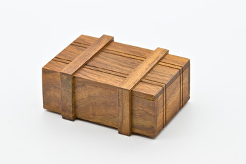 Small wooden box with hidden opening, make-up to hide objects without letting people know how to open it