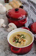 Mushroom soup with a bread