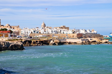 Panorama on Monopoli old town, that lies on the Adriatic Sea at southeast of Bari, Apulia, Italy....