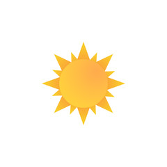 Vector color sun. Classic icon to represent weather forecast, summer, and solar power. - Vector