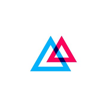 double triangle overlapping logo vector icon illustration