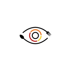 eye see food spoon fork logo vector icon illustration