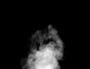 white smoke isolated on black background.