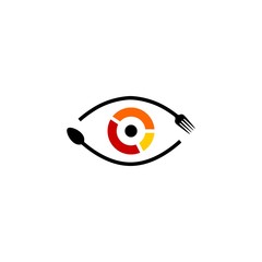 eye see food spoon fork logo vector icon illustration