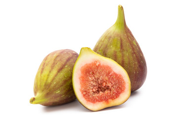 Fig fruits isolated on white background. Top view. Flat lay pattern