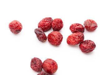 Dried cranberries isolated on white background