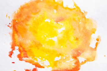 Bright illustration, ball of fire. Watercolor spot is orange red.