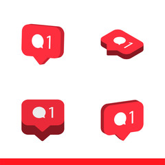 Isometric comment icon set, social media symbol collection. Simple, flat design on white background