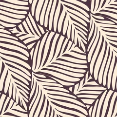 Gordijnen Abstracte blad naadloze patroon. Exotische plant. Tropisch patroon, palmbladeren © smth.design