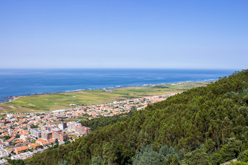 Aerial view of Viana do Castelo, a famous city in the Northern part of Portugal 