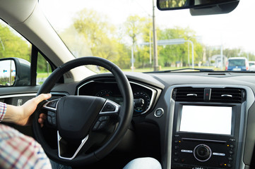 Driving car interior dashboard