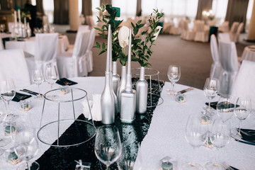 The wedding decor. The white flowers bouquet