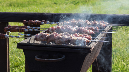 Barbecue pork on the grill